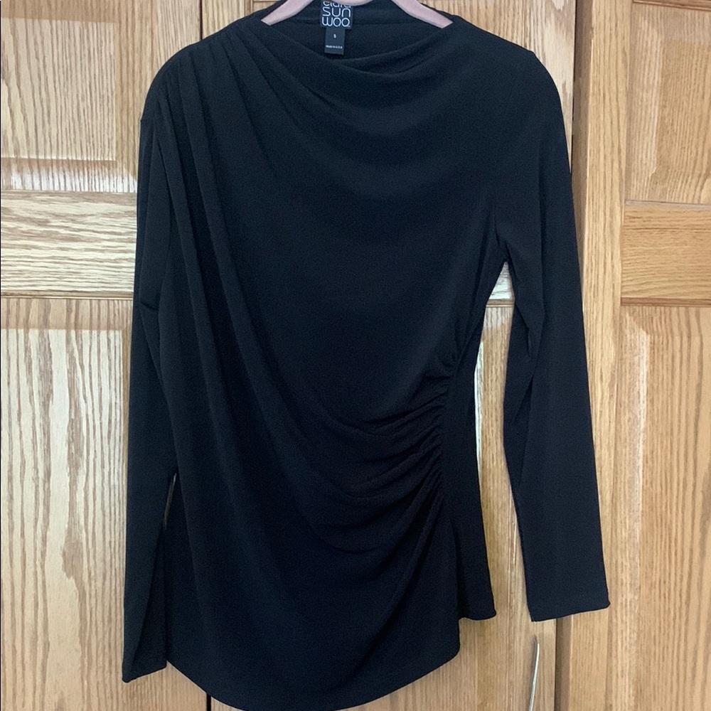 CLARA SUNWOO Black Ruched Women's Blouse